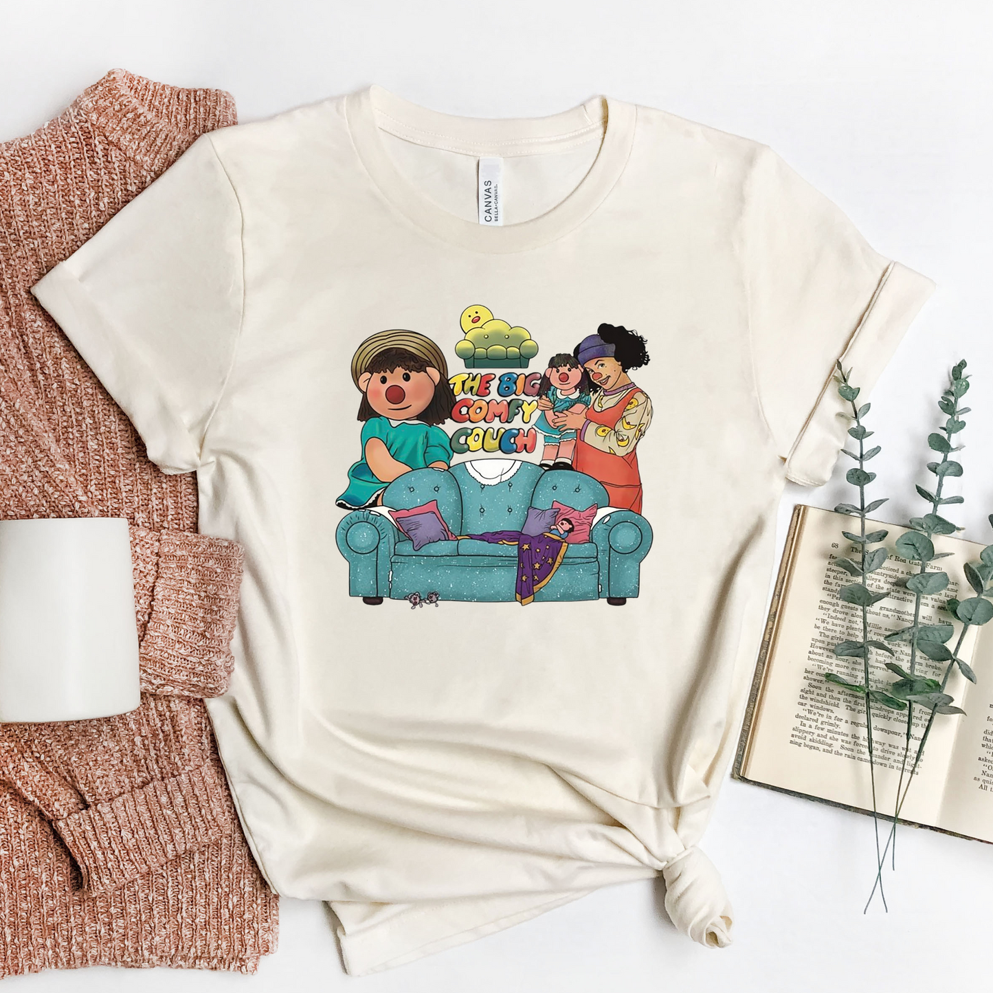 The Big Comfy Couch Natural Bella + Canvas 3001 Adult T-Shirt
