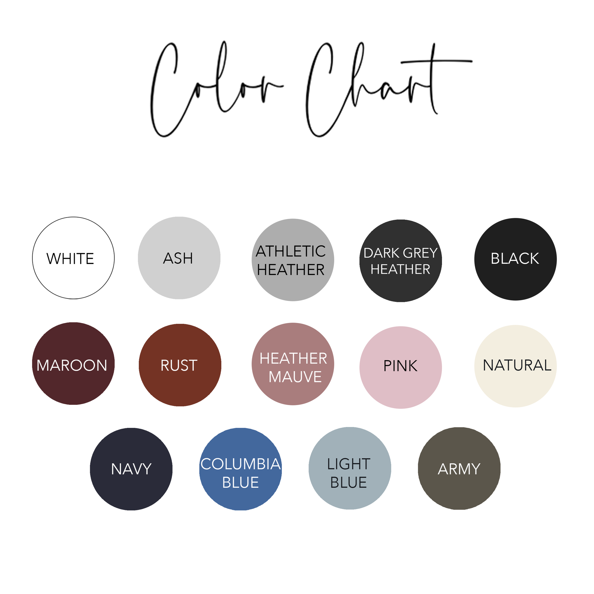 Speak Your Shirt Bella + Canvas 3001 Adult T-Shirt Color Chart